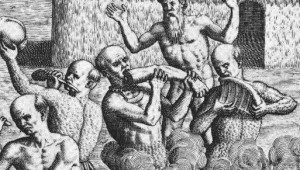 Cannibals eating cooked human flesh