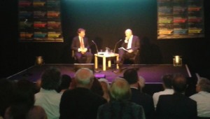 Pascal Lamy being interviewed by Philip Collins at The Times Cheltenham Literature Festival 2013.