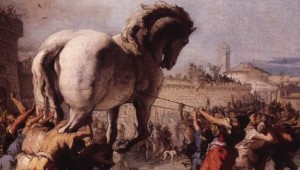 The Procession of the Trojan Horse in Troy - Giovanni Domenico Tiepolo, 1773. Public Domain.