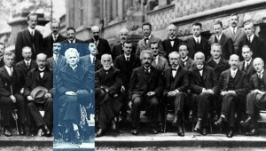 Marie Curie pictured as the only femail present at the Slovay Conference on Quantum Mechanics 1927