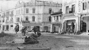 Japanese Troops Mop Up in Kuala Lumpur (Huff, World War II and Southeast Asia, p. 113).
