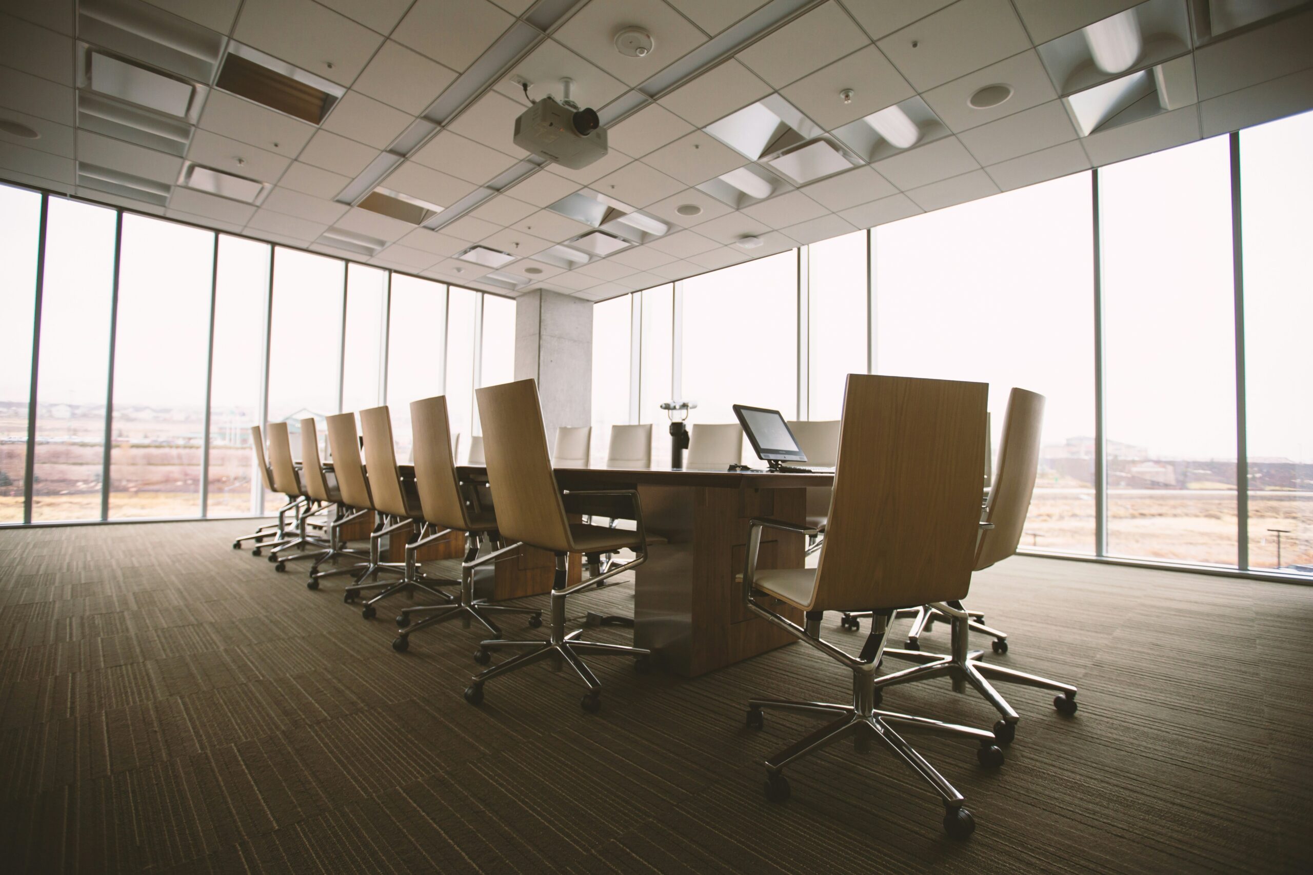 Image of an empty corporate boardroom